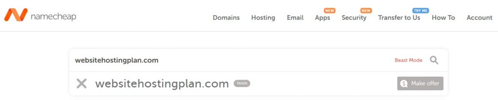 namecheap domain name not available
